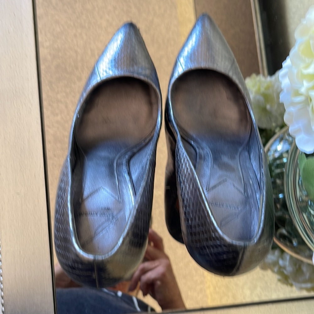 Brian Atwood Gunmetal Python Embossed Leather Poi… - image 4